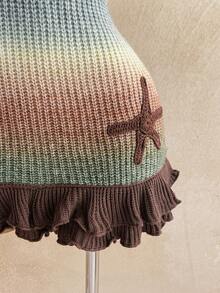 Soleia 女士度假露背镂空露背复古渐变麻灰海星刺绣针织连衣裙，适合派对、晚会、性感、约会、海滩度假、夏季服装、节日约会、下午茶、海滨海滩邮轮度假、城市度假、波西米亚风度假、音乐节、沙滩裙，可内外穿着，适合所有季节 - 棕色 - 查看 5