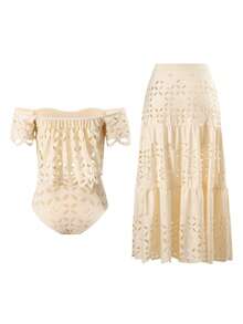 Swim Oasis Women's Solid Color Hollow Out Tankini Swimsuit Set