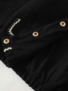 Maija Kids 年轻女孩黑色粗花呢拼布黑白丝带夹克和裙子休闲优雅套装 - 黑色 - 查看 7