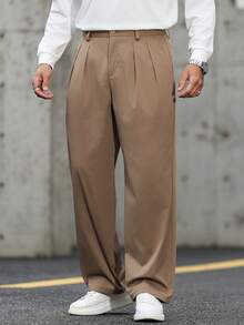 Manfinity CasualCool Pantaloni casual da uomo versatili e comodi, gamba dritta, tinta unita - Cachi - Visualizzare 6