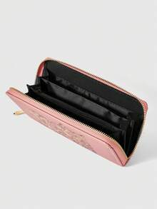 ROMWE Grunge Punk Bow Grid Style Long Wallet, Cute And Versatile - reddish brown - View 4