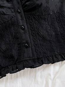 Soleia 白色休闲纹理面料荷叶边抹胸上衣，适合度假、海滩、夏季、波西米亚风、钩针编织、亚麻等风格。