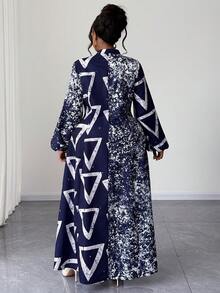 Maweii فستان كاجوال طويل الأكمام مطبوع بطراز عتيق أحمر اللون، مناسب للحفلات في فصلي الخريف والربيع، مقاس كبير