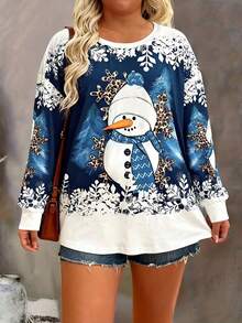 قميص كاجوال بياقة طاقم وأكمام طويلة مطبوع بقلوب أومبري لحفلات عيد الميلاد، مقاسات كبيرة للنساء، ملابس علوية للربيع - متعدد الألوان - مشاهدة 3