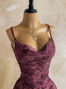 Soleia 女士印花深V领修身性感时尚吊带迷你连衣裙 - 彩色 - 查看 5