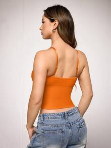 SuitURBody 1件女士无缝紧身优雅吊带背心 - 橘色 - 查看 3