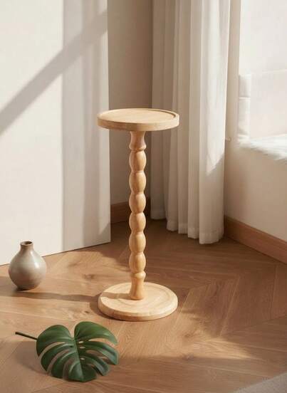 Cirelle New Moderne Round Wooden Side Tafel Versatile Mini Various Spaces, Movable Furniture, Solid Wood Legs, Applicable Living Room, Bedroom, Corner, Office, Bar Counter, Home s, Coffee Corner Bureau (Natural Material) view 13