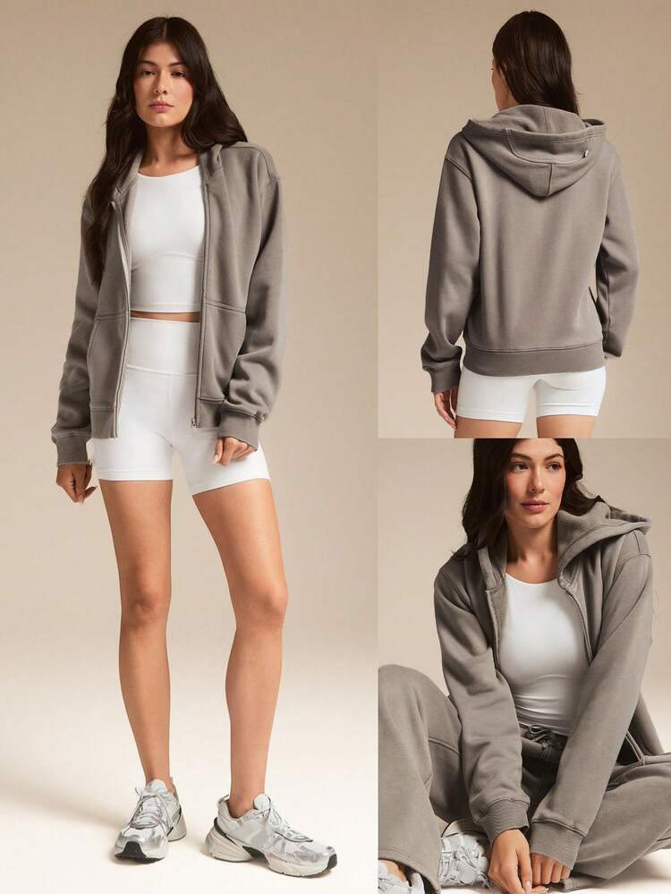 Sudadera con capucha con cremallera completa, de ajuste regular, suave, ligera, cálida y acogedora, con bolsillos, para uso diario y casual en otoño e invierno