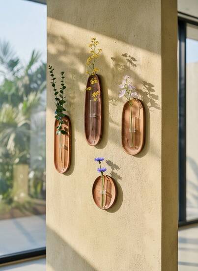 Cirelle 中式实心试管花瓶木质壁挂花艺装饰创意DIY组合木制花瓶禅意墙壁装饰