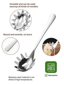 1pc Stainless Steel Pasta Spoon, Household Noodle Spoon, Bar Ice Scoop, Dumpling Scoop, Egg Scoop, Suitable For Families, Hotels, Restaurants, Bars, Etc Christmas Gift