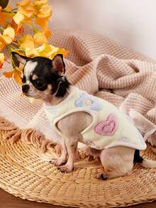 PETSIN 1pc Blue Small Flower Printed Pet Vest, Holiday Autumn And Winter Thick Flannel Warm Pet Clothes - Multicolor - View 3