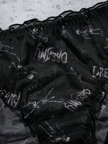 3条装 女士加大码骷髅印花荷叶边舒适三角裤