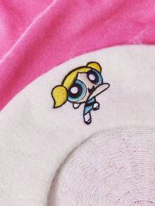 THE POWERPUFF GIRLS X SHEIN Women's Cute Cartoon Bubbles Embroidered Beret Hat, Suitable For Autumn Daily Wear - White - View 3