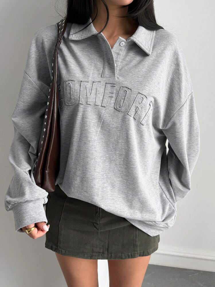 Women's Casual Letter Applique Sweatshirt, Autumn