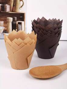 50 Stücke/Set Papier Kuchenförmchen, moderne einfarbige Cupcake Papierförmchen für Küche und Schule - Verschiedenfarbig - Übersicht 11