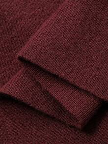 DAZY Women's Autumn/Winter Colorblock Square Neck Long Sleeve Fitted Elegant Knit Dress,New Year - Burgundy - View 7
