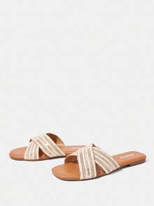 Styleloop Women's Casual Minimalist Versatile Flat Sandals - Beige - View 4
