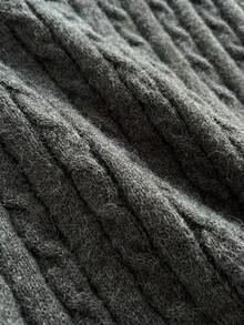 Elamini Suéter ajustado de punto de cable de unicolor con cuello en V para uso diario y casual de mujer, otoño/invierno (cadena de cintura no incluida) - Gris - Ver 5