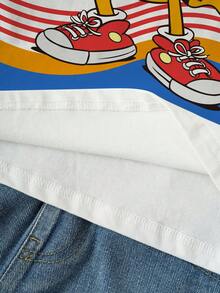 GARFIELD | SHEIN Tween Boy Casual Colorblock Cat Print Round Neck Short Sleeve T-Shirt, Summer - White - View 6