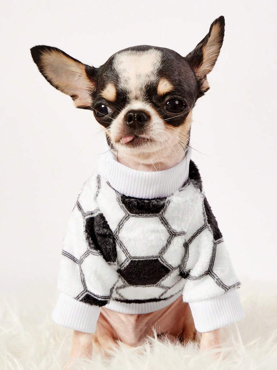 PETSIN 1 Black And White Football Flannel Pet , Thick White Flannel Warm Pet Clothing - White - View 1