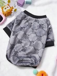 PETSIN 1 Letter Flannel Pet , Black Flannel Thick Warm Pet Clothing - Black - View 1