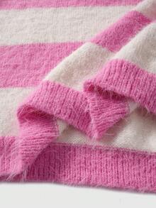 ROMWE MEN Men's Preppy Letter Embroidery Striped Pattern Casual Pullover Sweater, Long Sleeve Top - Apricot - View 10