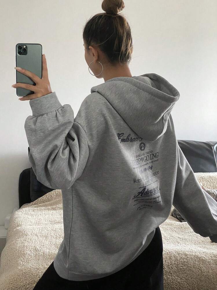 Women's Casual Slogan Print Sweatshirt, Autumn/Winter Hoodies
