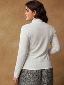 MOTF PREMIUM TALLA GRANDE CAMISETA DE CUELLO ALTO FALSO AJUSTADA - Blanco - Ver 7