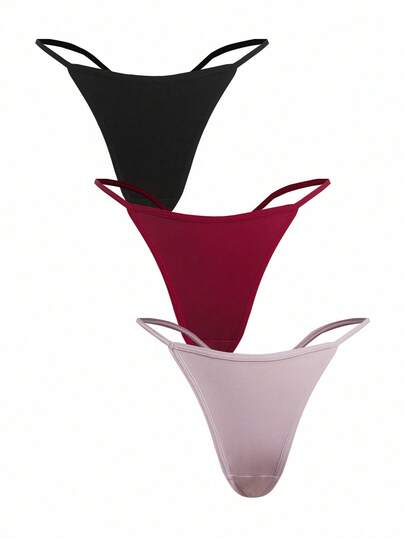 Ocili 3条装女士日常性感纯色简约丁字裤