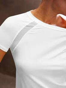 Powerista Camiseta Deportiva De Manga Raglán Con Inserciones De Malla - Blanco - Ver 5