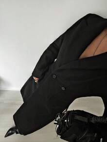 StreetHx Streetwear Women's Black Long Slim Fit Woolen Coat, Fashionable Outerwear For Autumn/Winter - Black - View 4