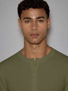 Musero Waffle Knit Front Popper Long Sleeve Top Layering Autumn Winter