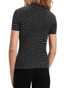 Calvin Klein Women's T-Shirts Black - Black and White - View 2