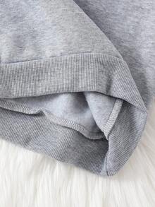 SHEIN 2 件套返校男孩休闲时尚创意透气简约兄弟字母图案印花连帽运动衫和运动裤套装，个性化上衣秋季服装 - 彩色 - 查看 6