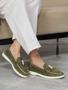 Sleekvia 女士休闲百搭通勤平底鞋 - 綠色 - 查看 4