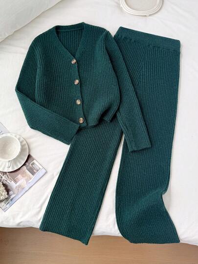 Sparklyn 2pcs/Set Girls Fashion Korean Style Heart V-Neck Knit Sweater Jacket & Straight Leg Casual Pants Outfit, Autumn/Winter Tween Matching Set Knit Tween Girl Casual Solid Colored Woven High Waisted Wide Leg Pants With Pleated Front And Button Closure Autumn And Winter Green Green Cardigan For Girls Girls Spring And Autumn Suit Girl Knit Set Girl S Spring And Autumn Suit Girls Sweater Sets Girls Lounge Set Tween Matching Set Knit Girls Spring And Autumn Suit Girl Knit Set Sweater Pants Set Girls Sweater Sets Casual Two Pieces Set Long Sleeve Two Pieces Set Women 2 Pieces Pants Suit Girls Sweater Sets Tween Matching Set Knit Girl Winter Clothes Teen Girls Sets Girl Clothes Autumn And Winter Clothes Girl Knit Set Two Pieces Pant Set Matching Knit Outfit Two Pieces Knit Set Women Knit Set Knit Matching Set