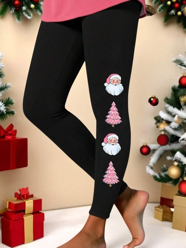 EMERY ROSE Plus Size Casual Leggings, Vacation Vibe, Autumn/Winter - Black - View 1