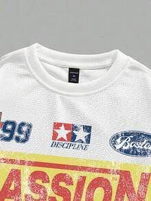 ROMWE MEN Street Life Áo nỉ cổ tròn tay dài in họa tiết tổ ong cho nam - trắng - Xem 5