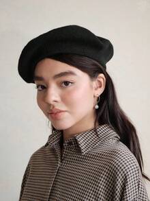 SHEIN MOD 1 件女士贝雷帽秋冬复古南瓜风格韩版淑女时尚日式休闲羊毛保暖帽 - 彩色 - 查看 13