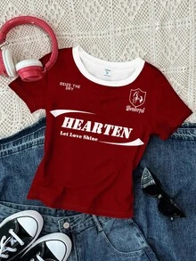 SHEIN 3件套少女休闲简约圆领短袖高腰露脐常规T恤，适合夏季穿着 - 彩色 - 查看 3