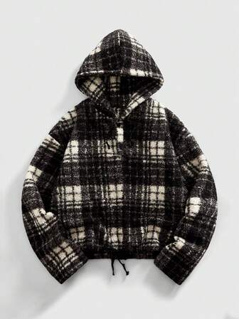 Street Life بلوزة رياضية كاجوال مقلمة بقلنسوة للرجال، موضة الشارع، خريف/شتاء