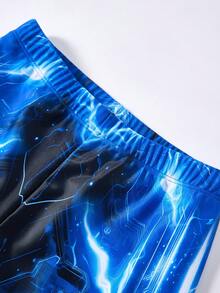 SHEIN Tween Boy Casual Fitted Video Game Glow-In-The-Dark Pattern Tankini 2 Pieces Swimsuit, Suitable For Spring/Summer, Beach Vacation - Multicolor - View 6