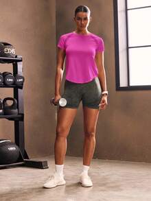 Powerista Women's Solid Color Crew Neck Raglan Sleeve Daily Fitness Sports T-Shirt Gym Shirts