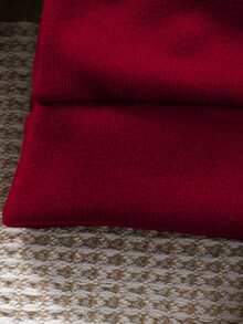 SHEIN Elladie kids 2件套女童休闲毛领卫衣和格子百褶裙套装，适合春秋季穿着 - 酒紅色 - 查看 5