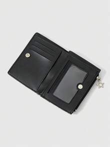 ROMWE Fairycore 1 chiếc ví kaki in chữ hình hươu và bông tuyết sáng tạo, ví đựng tiền xu có khóa kéo thời trang đa năng dành cho nữ, hộp đựng thẻ phong cách thường ngày - Màu cà ri - Xem 2