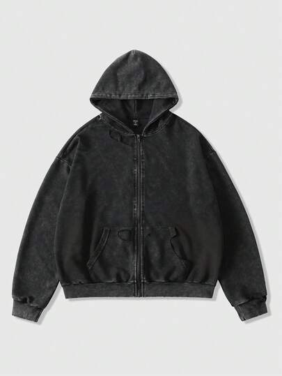 Street Life Sudadera con capucha casual con bolsillo con cremallera para hombre