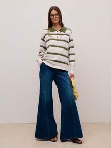 Nöista 休闲深色水洗阔腿牛仔裤，采用修身剪裁，拉长身形。是春假穿搭的时尚基础单品，可轻松搭配毛衣、衬衫和日常上衣，打造摩登简约的造型。 - 藍色 - 查看 4