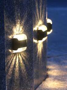 4Pcs Solar LED Wall Lights - Outdoor Waterproof Smart Lighting Control Sensor, Dusk To Dawn Automatic On/Off, Waterproof, Wide-Angle Illumination, Suitable For Outdoor Garden Decoration, Terrace, Balcony, Fence And Corner Lighting - Multicolor - View 5