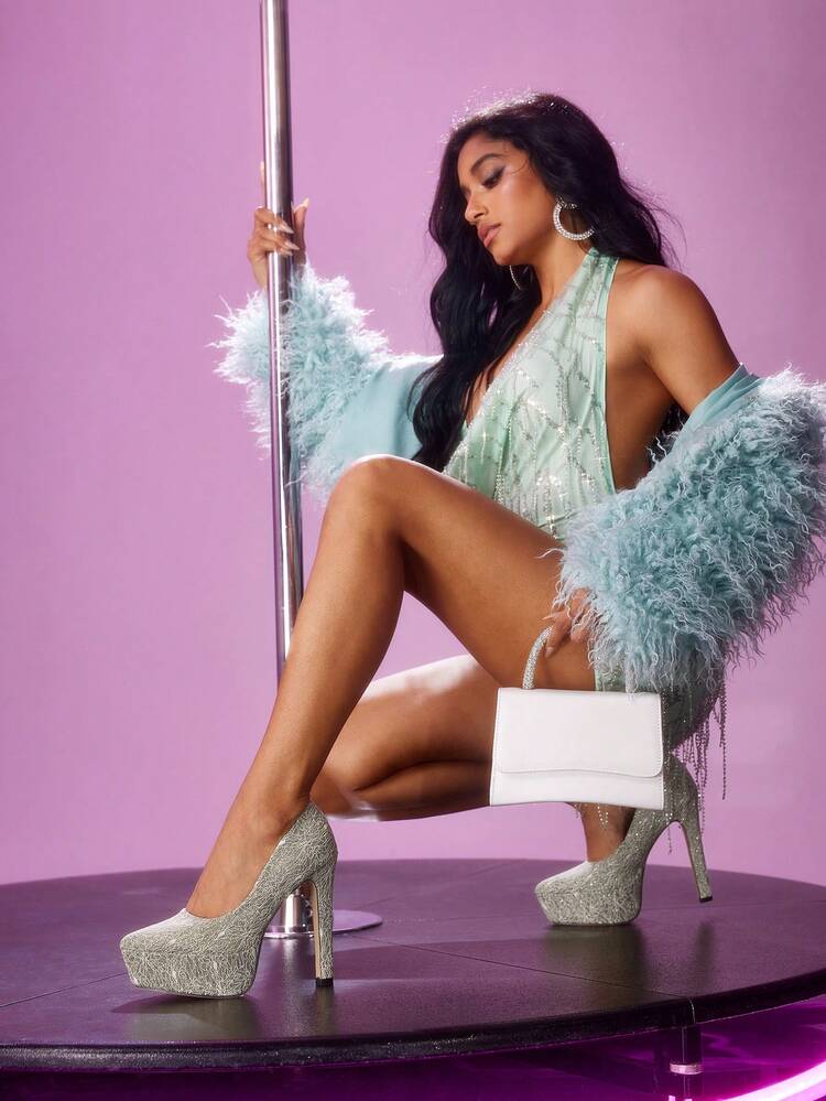 CUCCOO LuxiPop Women's Thick Sole Fashionable Glamorous High Heel Shoes, Suitable For Party And Gathering Occasions For Christmas