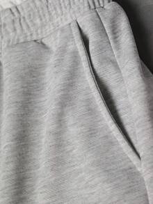 PAVTROS Men's Letter Print Double Layer Drawstring Waist Casual Sweatpants Sweatpants Graphic Sweatpants Grey Flare Sweat Pants Pro Club Sweat Pants - Grey - View 6